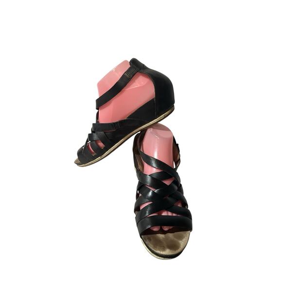 Dansko Sandals Womens 40 Veruca Gladiator Black Leather Wedge Heels US 9.5 - Picture 4 of 7